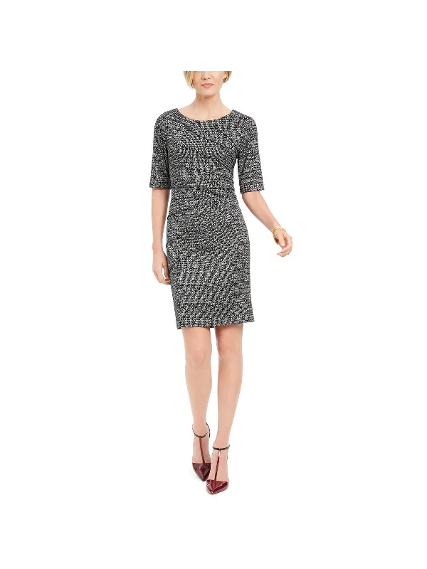 Petites Womens Pin Tuck Mini Sheath Dress Mini Skirt Outfit