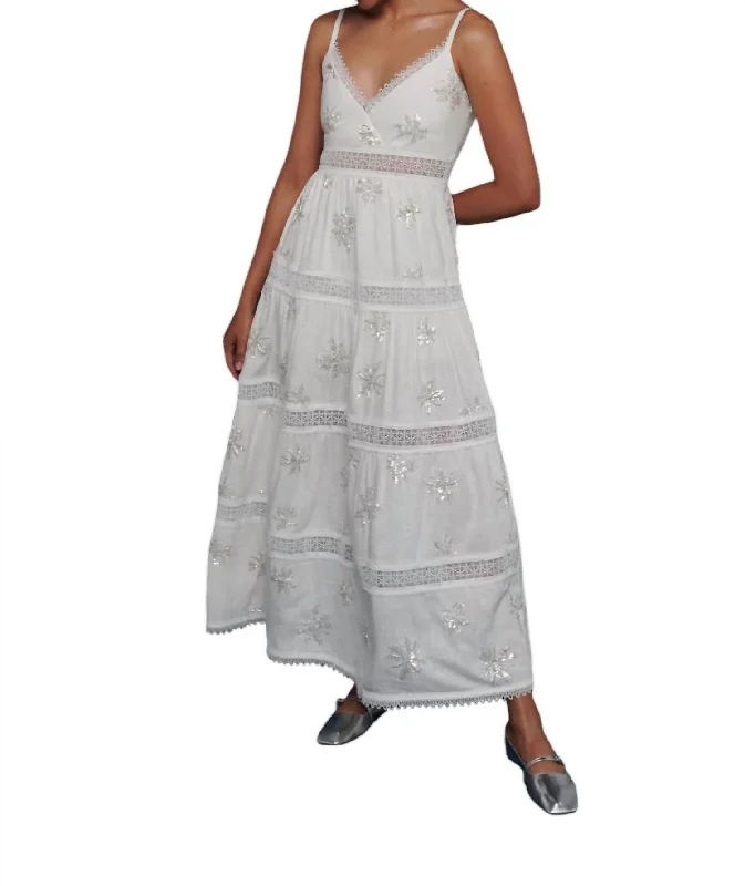 Antonella Maxi Dress In White Printed Maxi Skirt