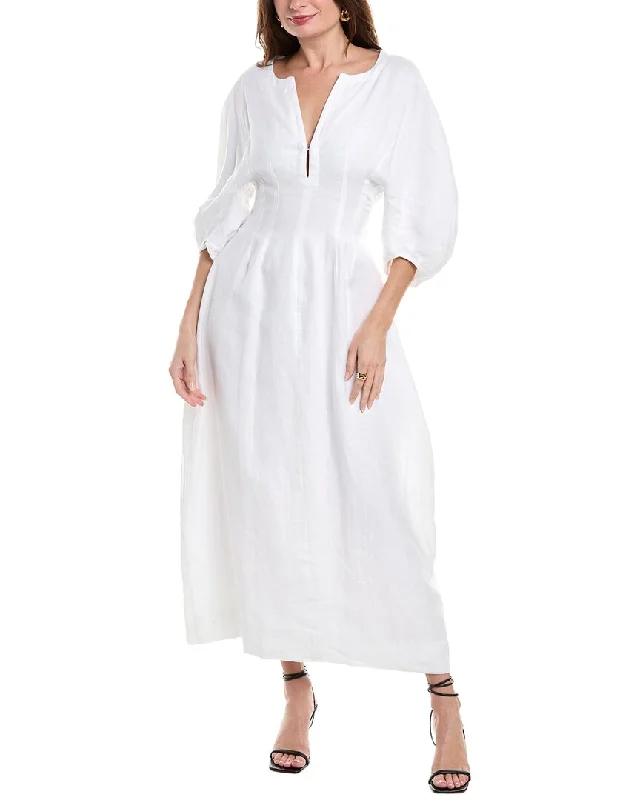 Faithfull The Brand Soleil Linen Maxi Dress Soft Ruffled Maxi