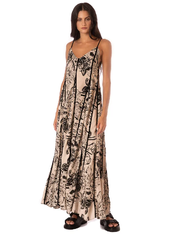 Maaji Sepia Fiori Lily Long Dress Flowy Maxi Skirt