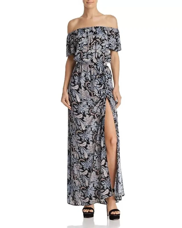 Paisley Print Off The Shoulder Maxi Dress In Multicolor Chic Maxi Skirt