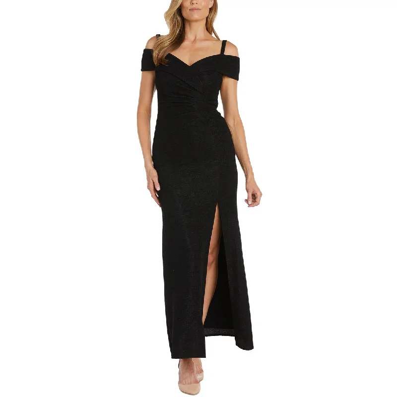 Plus Womens Shimmer Long Evening Dress Button-front Maxi Skirt