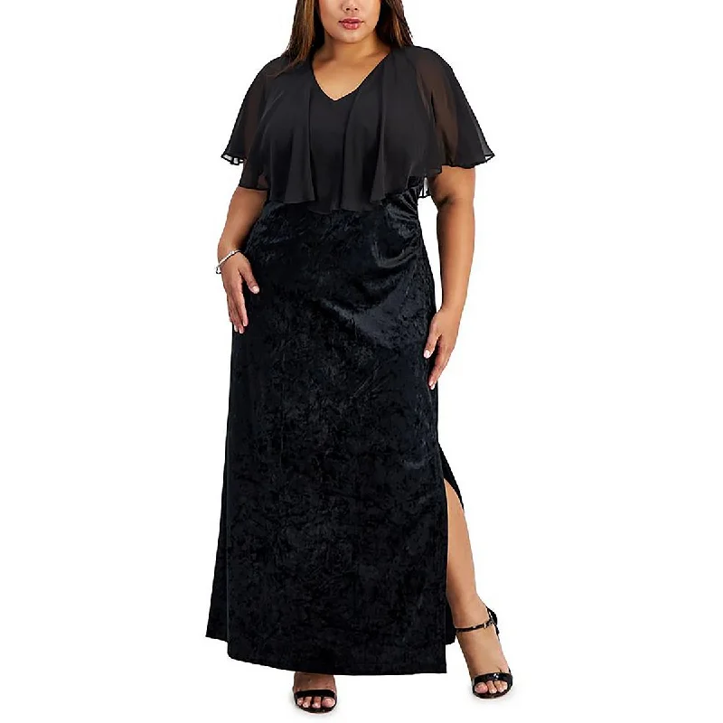 Plus Womens Velvet Long Evening Dress Maxi Skirt Trend