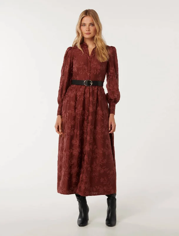 Autumn Embroidered Midi Dress Embroidered Midi Skirt