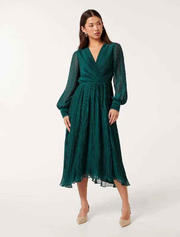 Genevieve Crinkle Midi Dress Long Midi Skirt