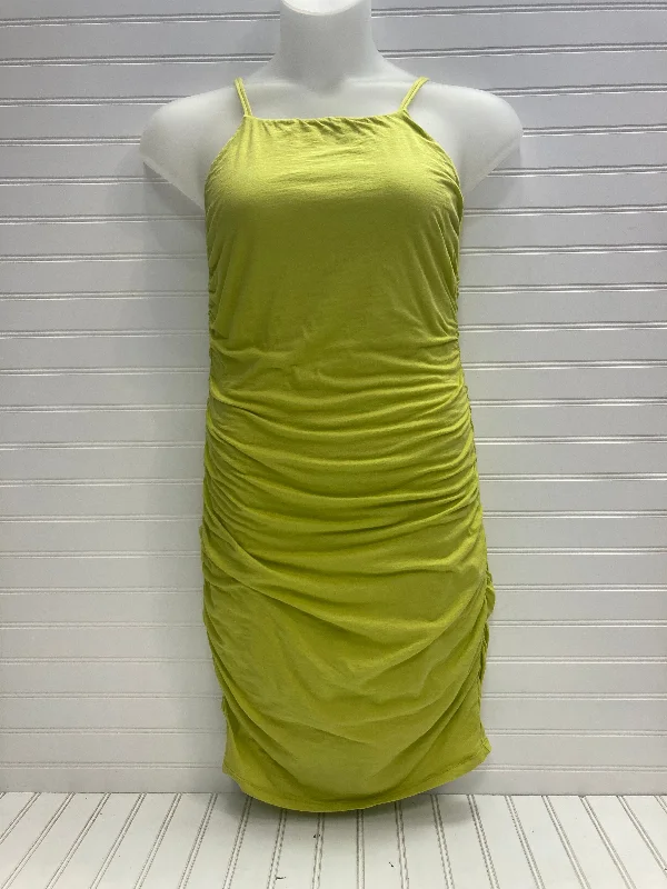 Green Dress Casual Midi Velvet, Size L Soft Pleated Midi