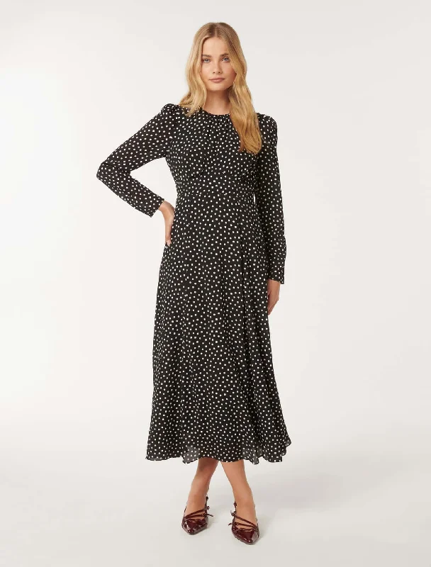 Mietta Long Sleeve Midi Dress Elegant Midi Dress