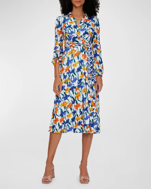 Phoenix Reversible A-Line Midi Wrap Dress Vintage Printed Skirt