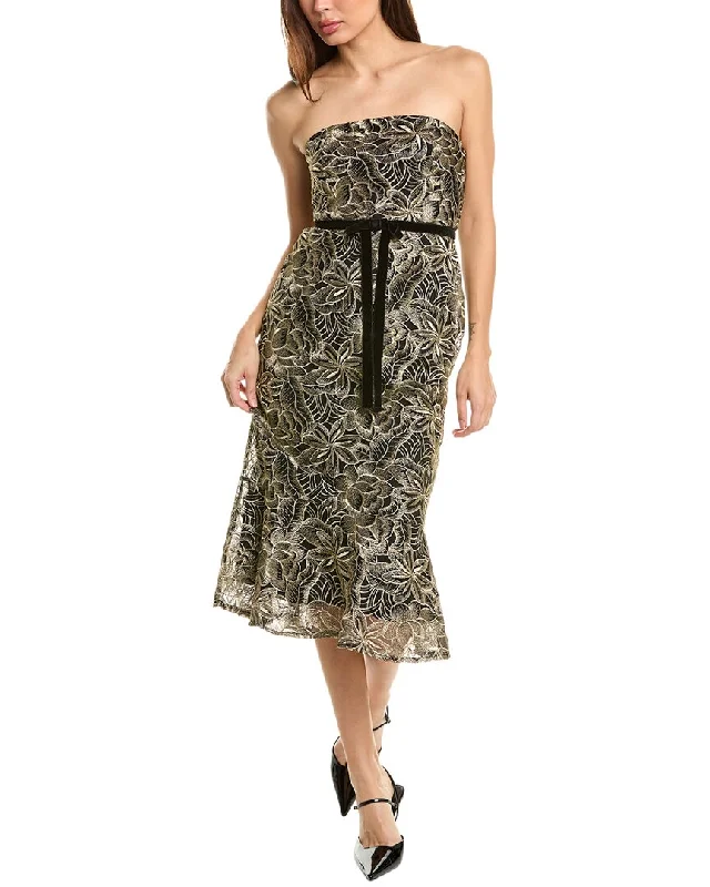 Sam Edelman Platinum Leafy Embroidery Midi Dress Boho Midi Skirt