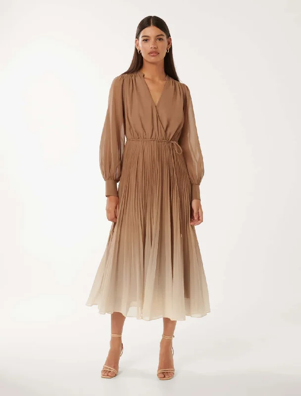 Saskia Pleat Wrap Midi Dress Fashion Midi Skirt