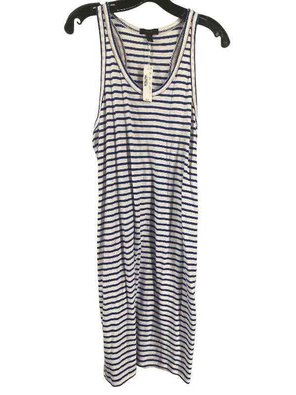 Striped Pattern Dress Casual Midi J. Crew, Size L Printed Floral Midi