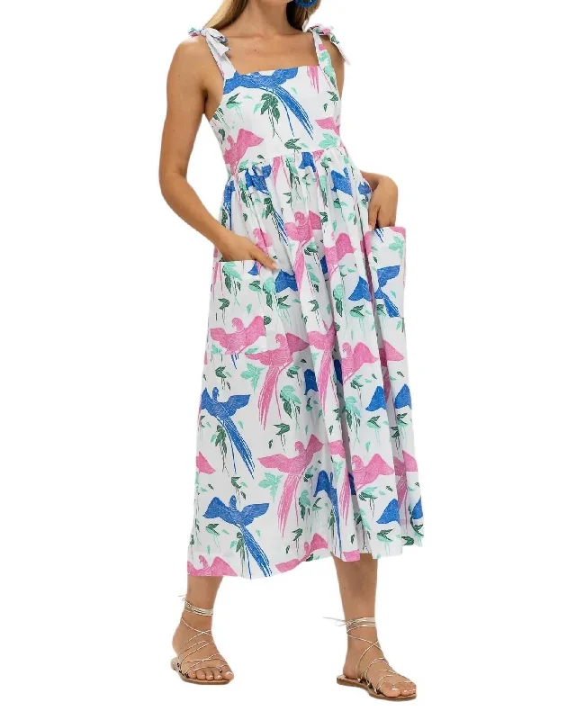 Tie Strap Pocket Midi Dress In Macaw Blue Trendy Midi Look