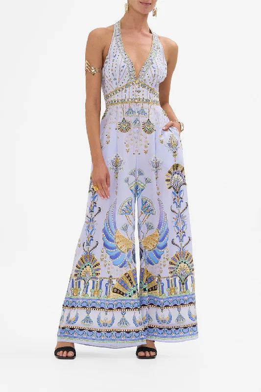 HALTERNECK JUMPSUIT WITH TIE NECK UNDER SCARAB SKIES Floral unclassified dresses