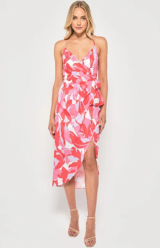 Abstract Print Satin Dress with Cross Back Holiday unclassified dresses