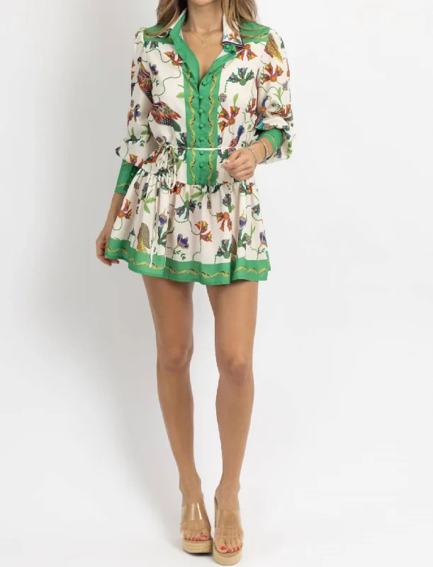 Birds Of A Feather Dress In Green Tiered unclassified dresses