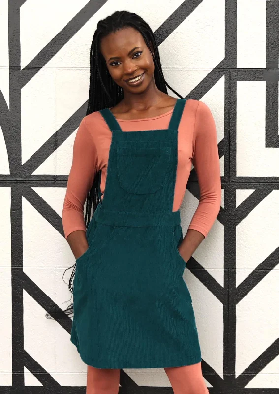 Corduroy Pinafore Deep Teal Street style unclassified dresses