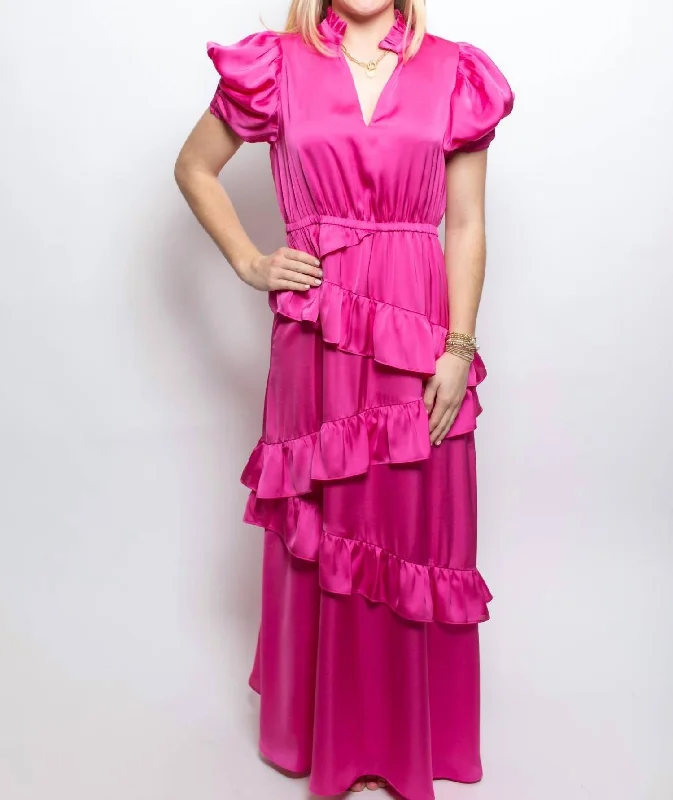 Erin Silky Dress In Hot Pink Elegant evening unclassified dresses