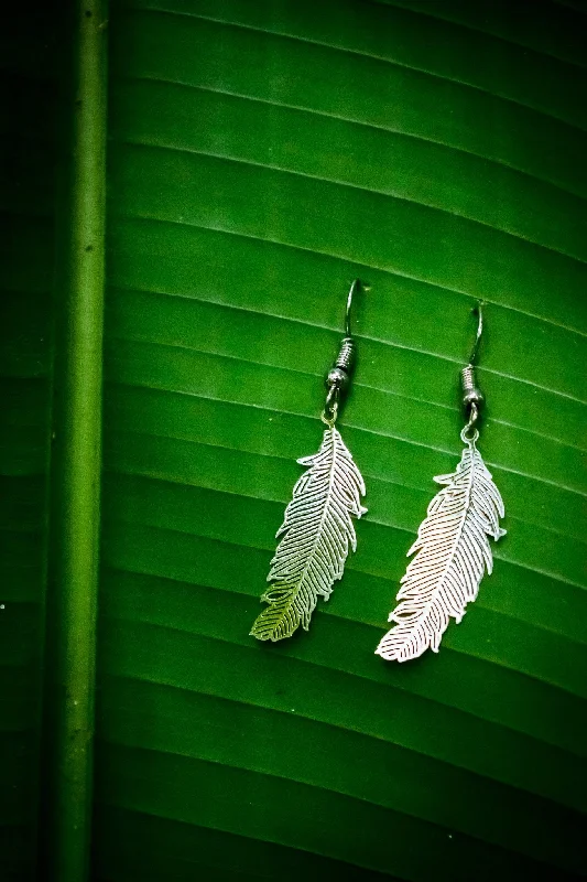 Feather Earings - White Brass Satin unclassified dresses