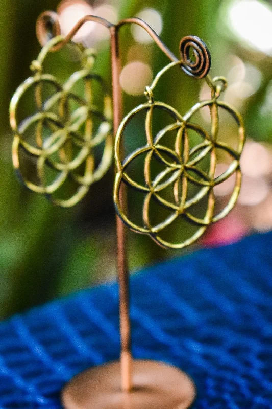 Flower of Life Large Hoops - Brass Earings Printed unclassified dresses