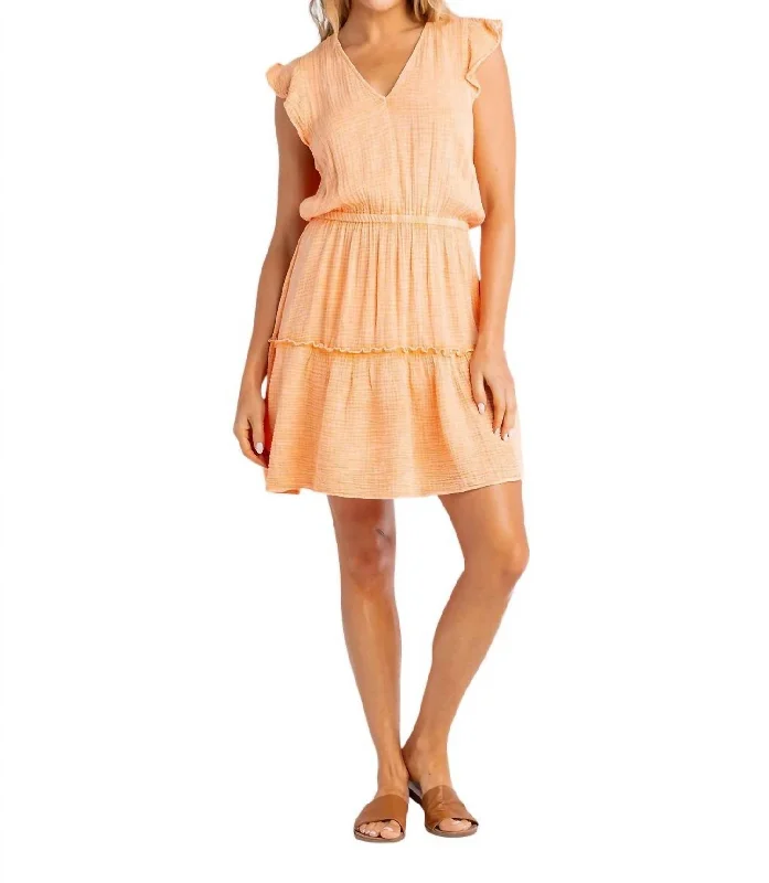 Gauze Flair Dress In Apricot Floral unclassified dresses