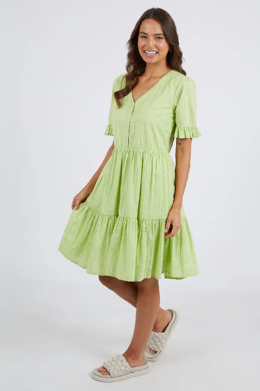 Hailey Keylime Stripe Tiered Dress Satin unclassified dresses