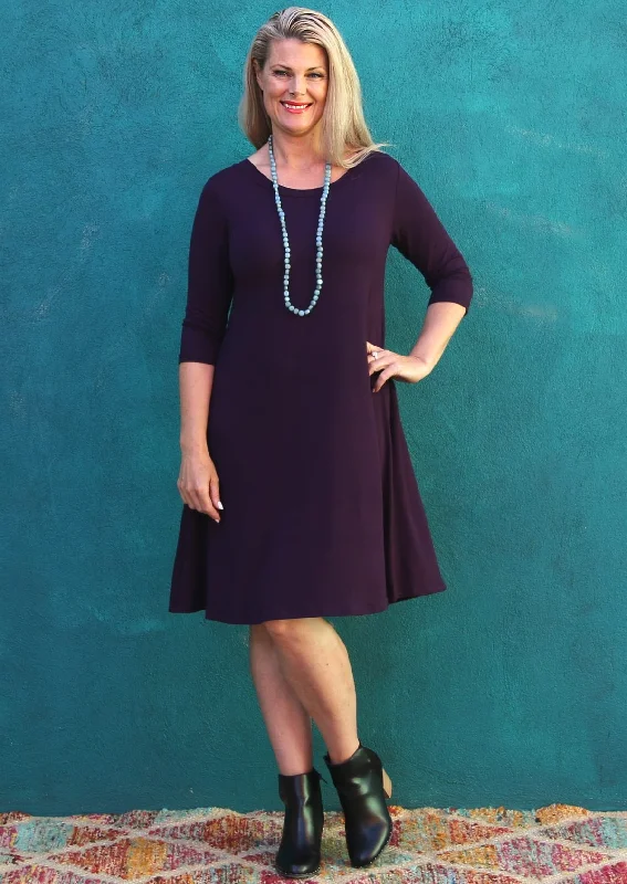 Half Sleeve Jersey Dress Dark Purple Minimalist unclassified dresses