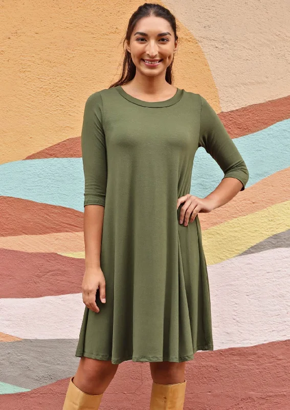 Half Sleeve Jersey Dress Olive Bodycon unclassified dresses