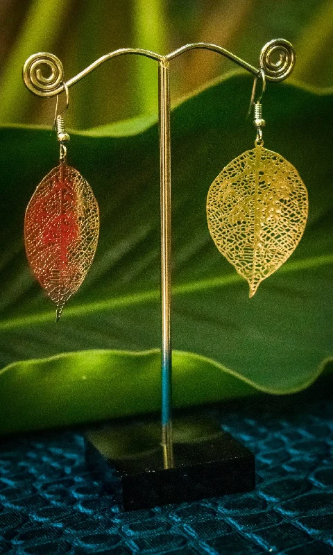 Leaf large - White Brass Earings Metallic unclassified dresses