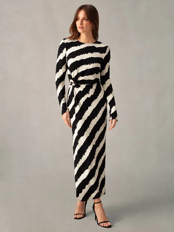 Mono Bold Stripe Twist Detail Jersey Dress Lounge unclassified dresses