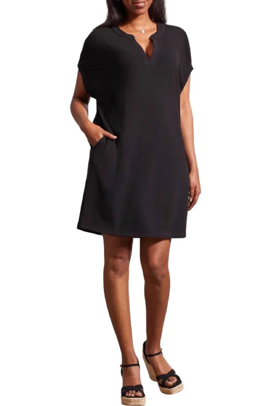 Notch Neck Dress In Black Lounge unclassified dresses