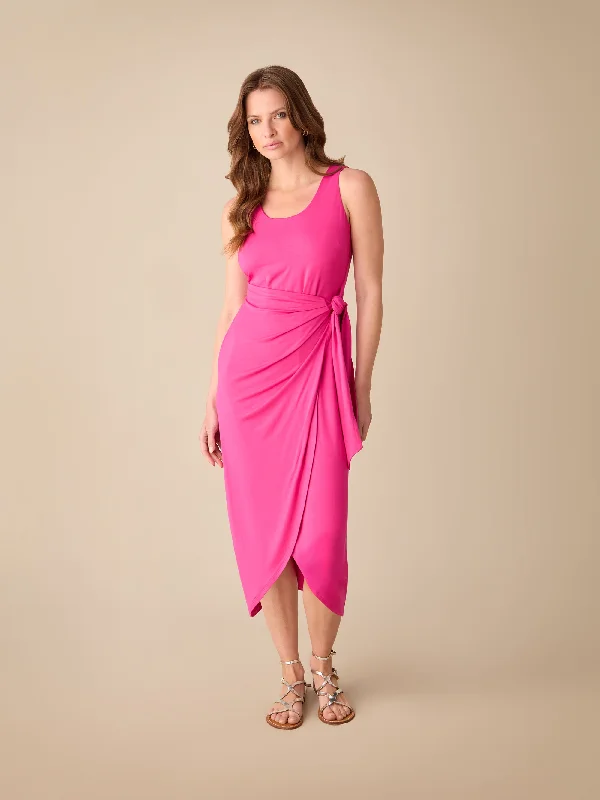 Petite Pink Jersey Tie Waist Dress Silk unclassified dresses