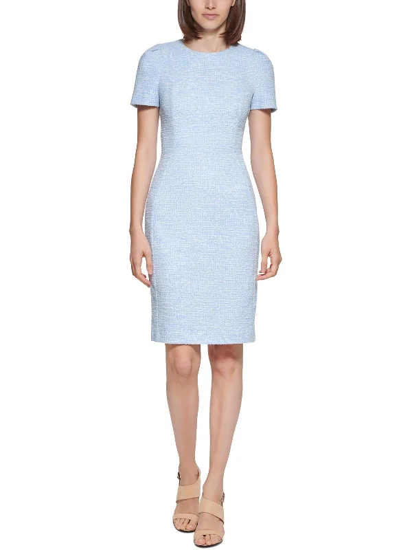 Petites Womens Textured Above Knee Sheath Dress Fashionable unclassified dresses