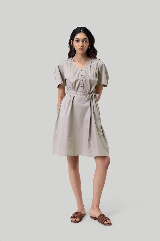 Pleated Tent Dress in Ecru Spring unclassified dresses