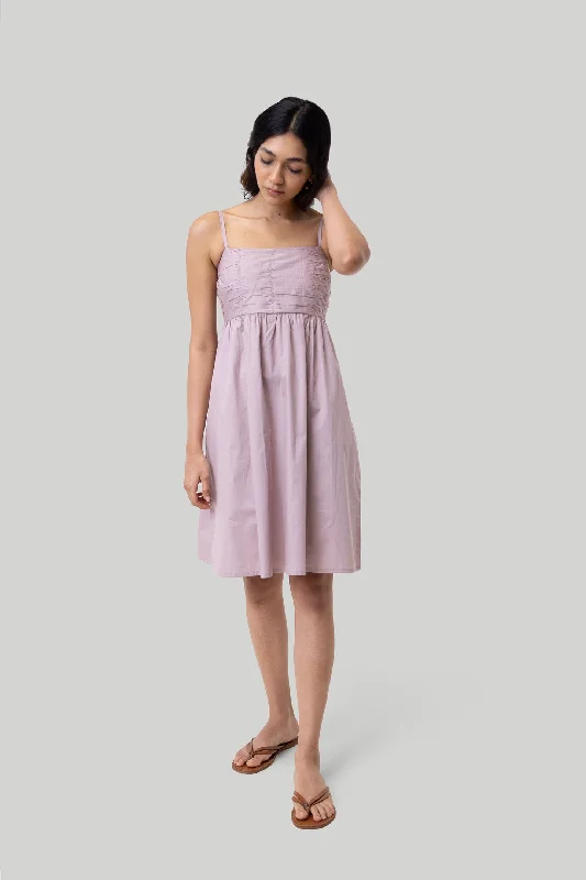 Ruched Strappy Dress in Pink Color block unclassified dresses