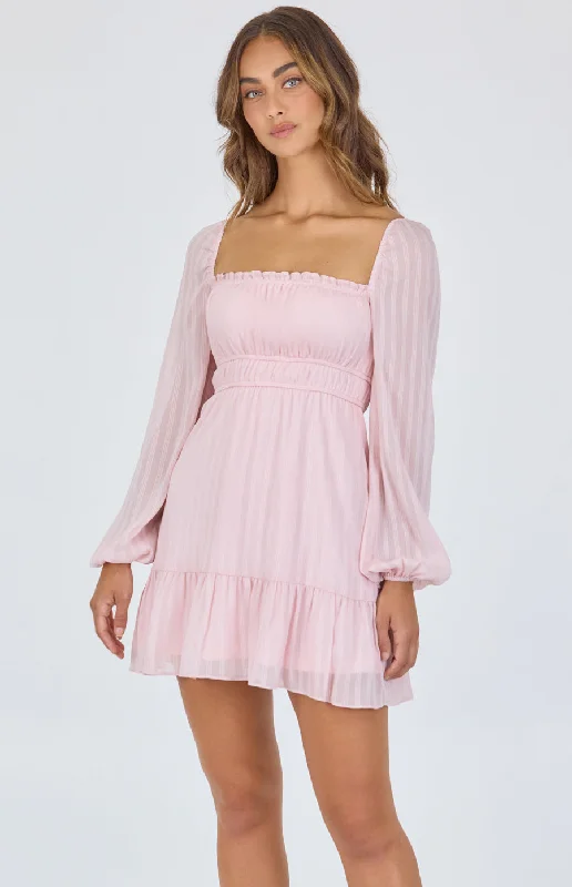 Textured Chiffon Ruche Waist Detail Dress Backless unclassified dresses