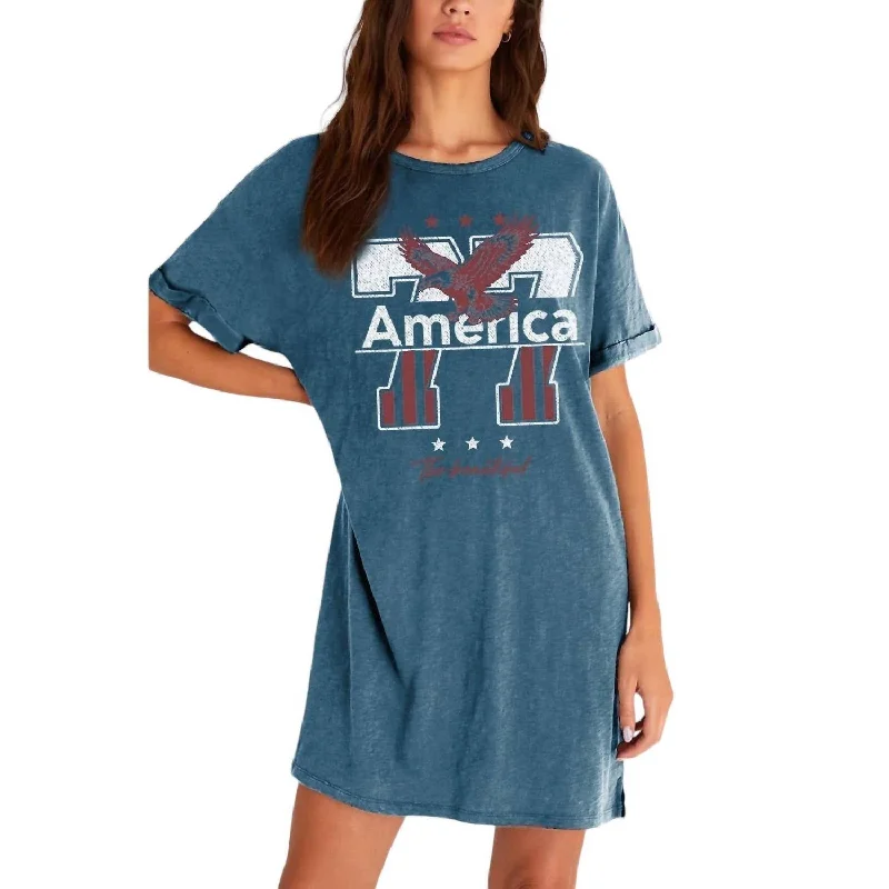 Washington Graphic Tee Dress In Blue Winter unclassified dresses