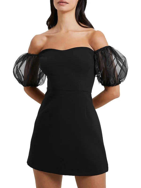 Whisper Womens Puff Sleeves Off-The-Shoulder Sheath Dress Elegant evening unclassified dresses