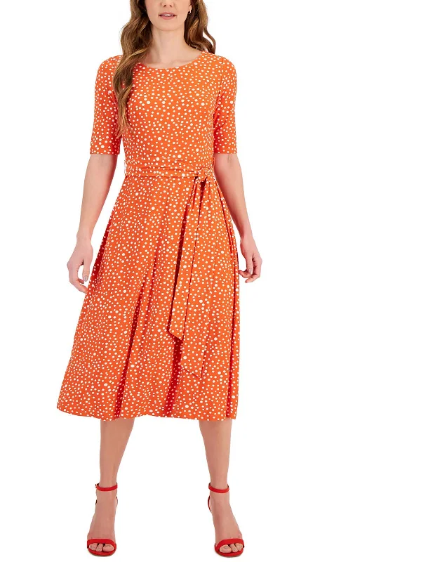 Womens Knit Polka Dot Fit & Flare Dress Tiered unclassified dresses